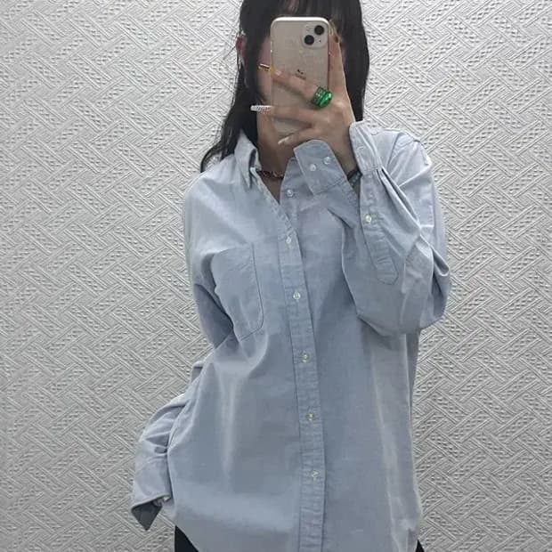 유니클로 빈티지 모던캐주얼 라이트블루 셔츠 L C08085