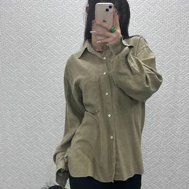 스톤아일랜드 빈티지 컨트리 딥카키 셔츠 M C08086