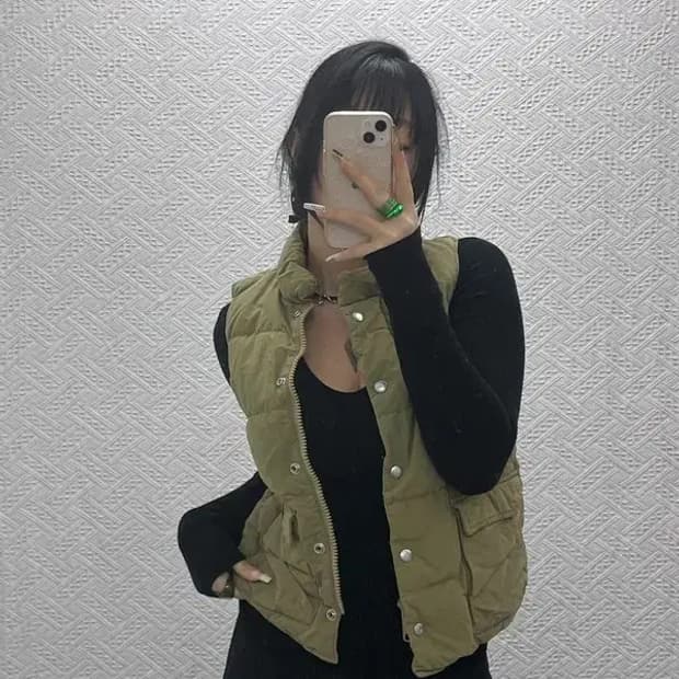 폴로 데님앤서플라이 올리브카키 여리 패딩 조끼 XS C08118