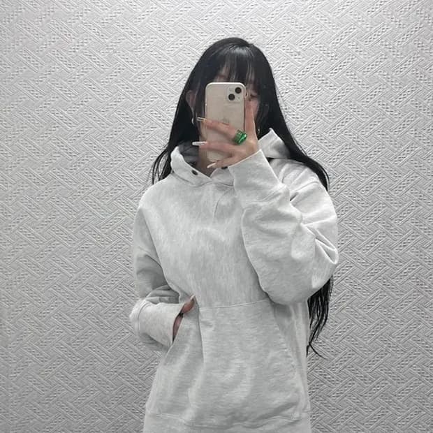 아웃스탠딩 빈티지 멜란지컬러 무지 후드티 S C08138