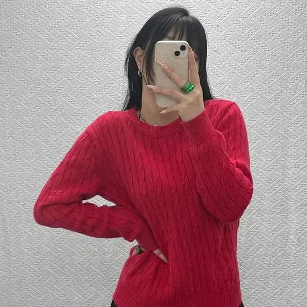 앤더슨벨 빈티지 핀터걸 폭닥 꽈배기 니트 M C08166