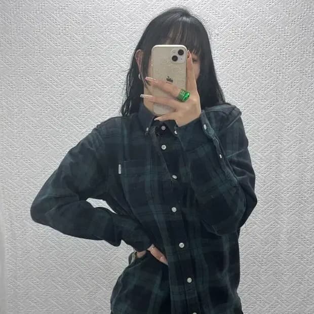 칼하트 WIP 빈티지 타탄체크 딥그린 셔츠 S C08200