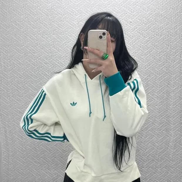 아디다스 빈티지 레트로 그린배색 빅트레포일 후드티 S C08204