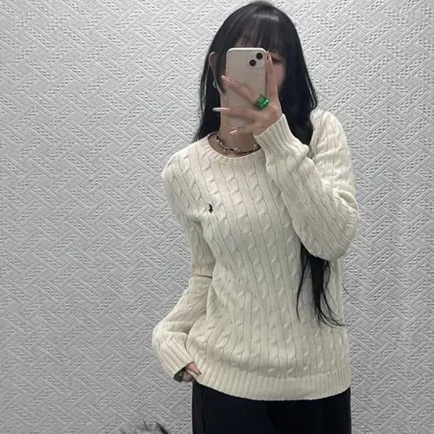 폴로 랄프로렌 빈티지 캐주얼 여리핏 꽈배기 니트 L C08214