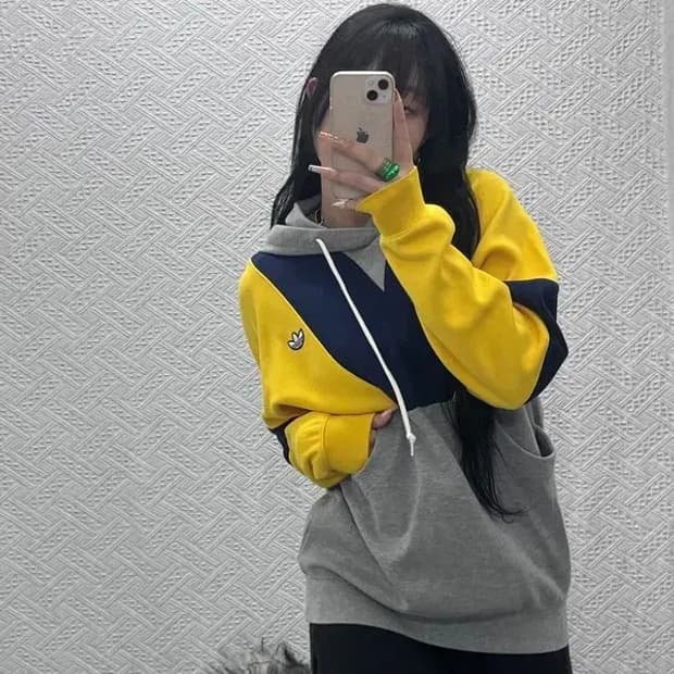 아디다스 올드스쿨 레트로 컬러블럭 후드티 S C08211