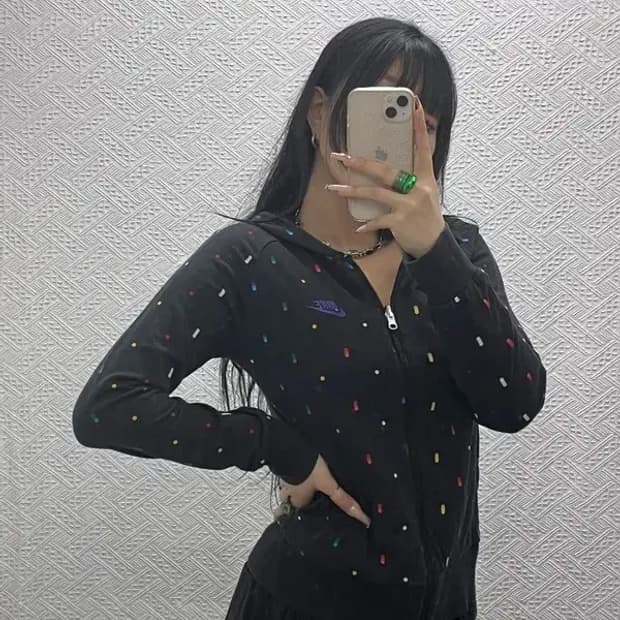 나이키 희귀 Y2K 레인보우 도트 리버시블 후드집업 M C08220