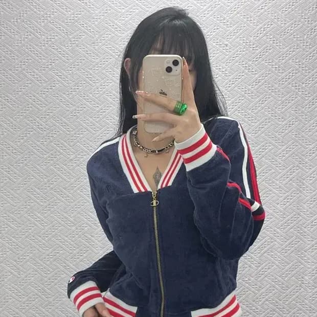 챔피온 올드스쿨 크롭 테리 번아웃 벨벳 집업 S C08223