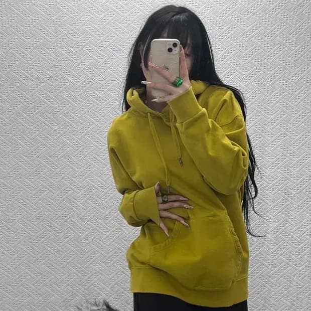 앤더슨벨 레트로 캐주얼 머스타드 약기모 후드티 M C08228