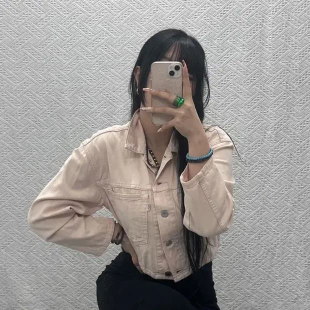 리바이스 빈티지 트러커 딸기우유 연핑크 크롭 데님자켓 XS C08263