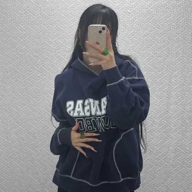 LEE 탑스티치 컨트리 캔자스 타이포 후드티 L C08251