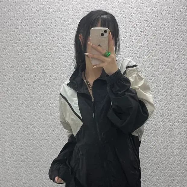 휠라 배색 올드스쿨 레트로 바람막이 자켓 L C08306