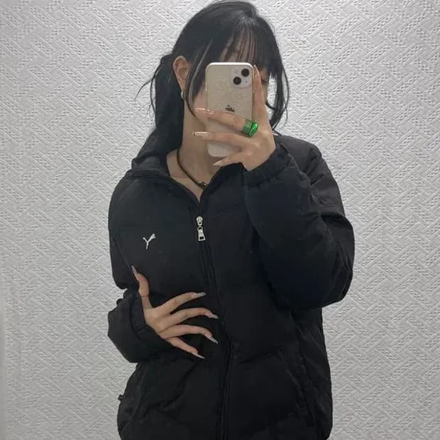 푸마 빈티지 스몰로고 캐주얼 숏패딩 자켓 L C08302