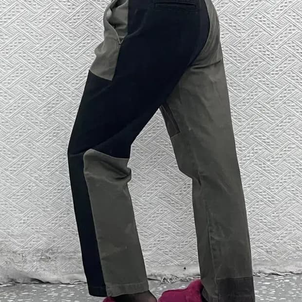 디스이즈네버댓 스트릿 믹스업 패치워크 코튼팬츠 L C08314