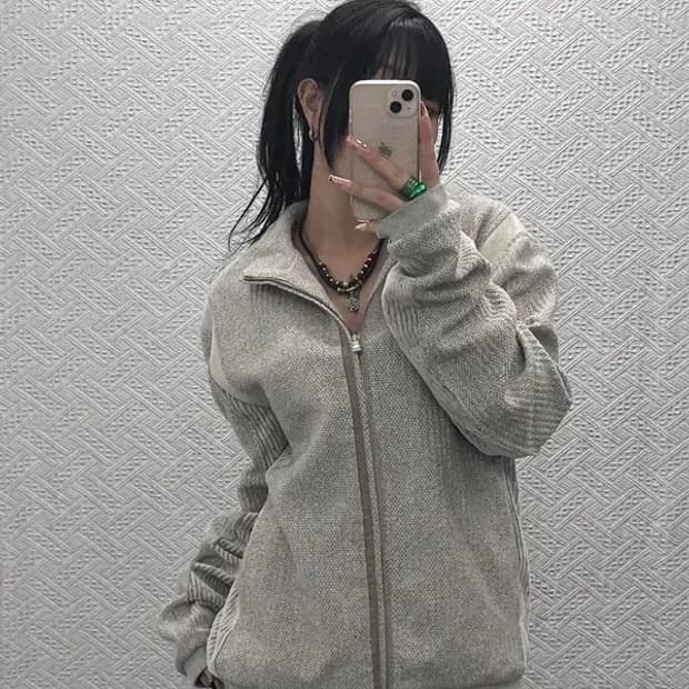 엑슬림 ep8 유니크 패치워크 니트 집업 자켓 L C08303