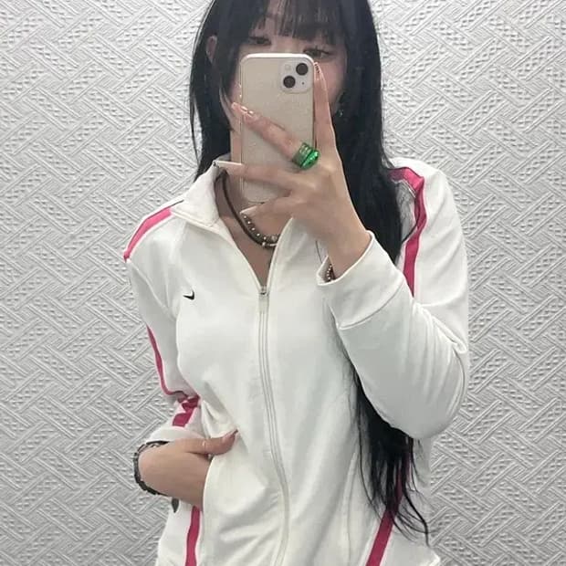 나이키 대장급 Y2K 00's 핑크크림 져지 집업 M C08318