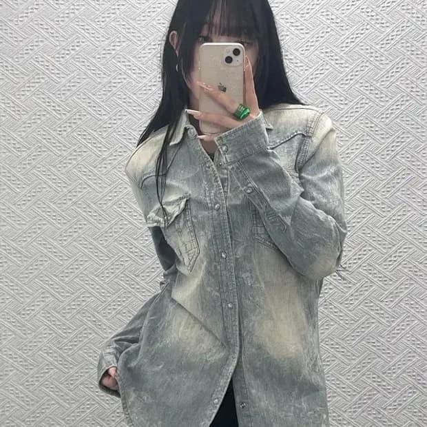 버커루 올드스쿨 컨트리 빈티지무드 워싱 데님 셔츠 L C08319