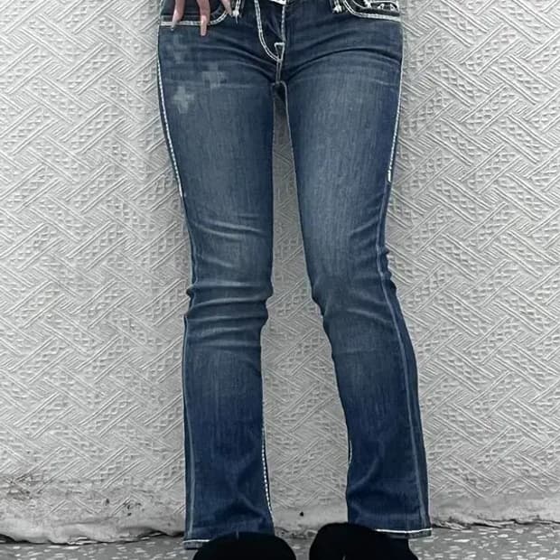 트루릴리전 고딕 빈티지무드 스트레이트 데님팬츠 26인치 C08348