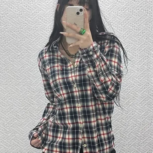 디키즈 빈티지 캐주얼 컨트리 체크 셔츠 L C08321