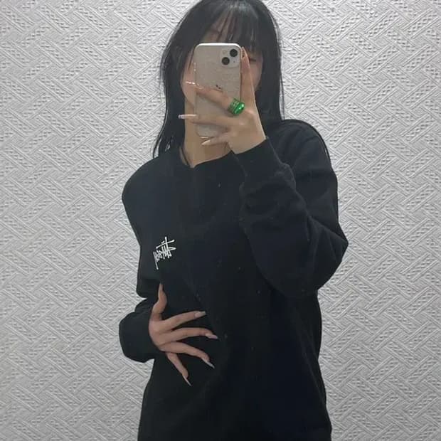 스투시 베이직 스탁로고 크루넥 모던캐주얼 맨투맨 S C08343