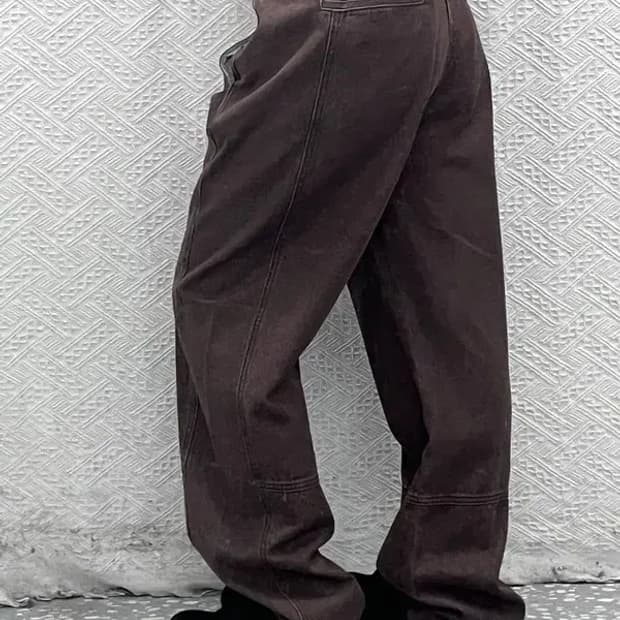 비슬로우 세미 와이드 커브드진 브라운 데님팬츠 34인치 C08395