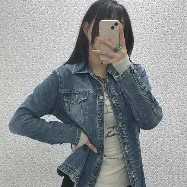 리 LEE 올드스쿨 빈티지 워싱 진청 데님자켓 100 C08401