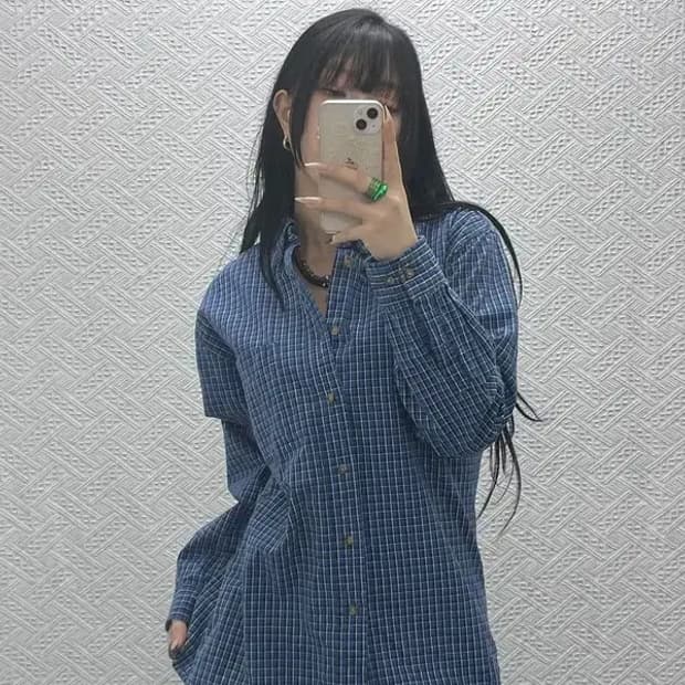 타미힐피거 올드스쿨 하이틴 월계수로고 체크 셔츠 L C08410