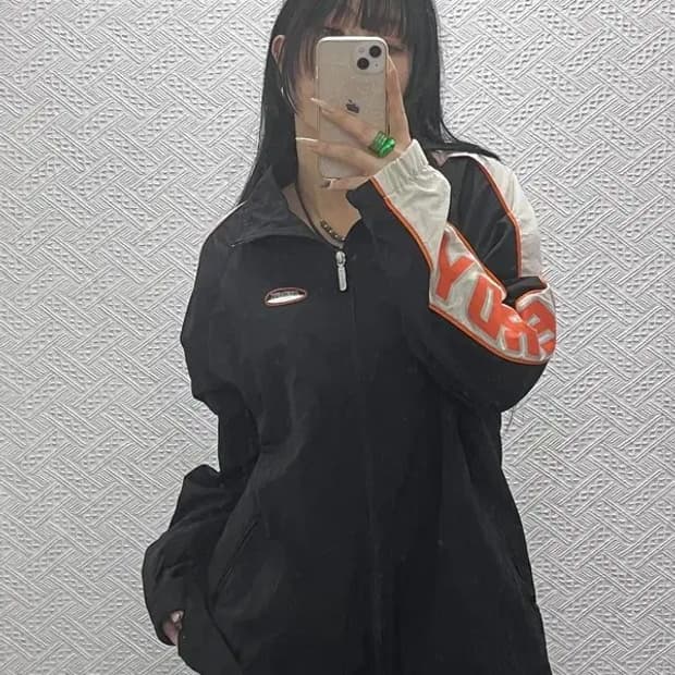 널디 올드스쿨 레트로 키치 슬리브로고 바람막이 자켓 L C08453