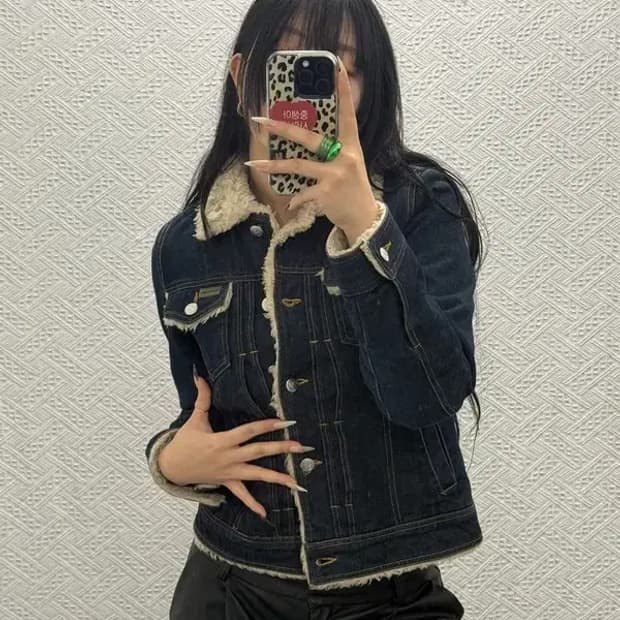 캘빈클라인 슬림핏 쉐르파 데님 양털 자켓 S C08501