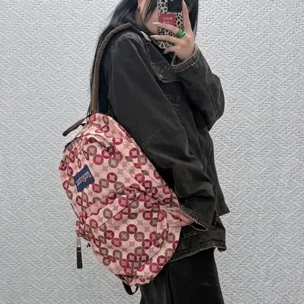잔스포츠 Y2K 멀티핑크 다이아패턴 백팩 C08516