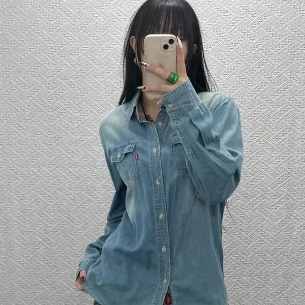 디키즈 웨스턴 빈티지무드 워싱 데님 셔츠 L C08538
