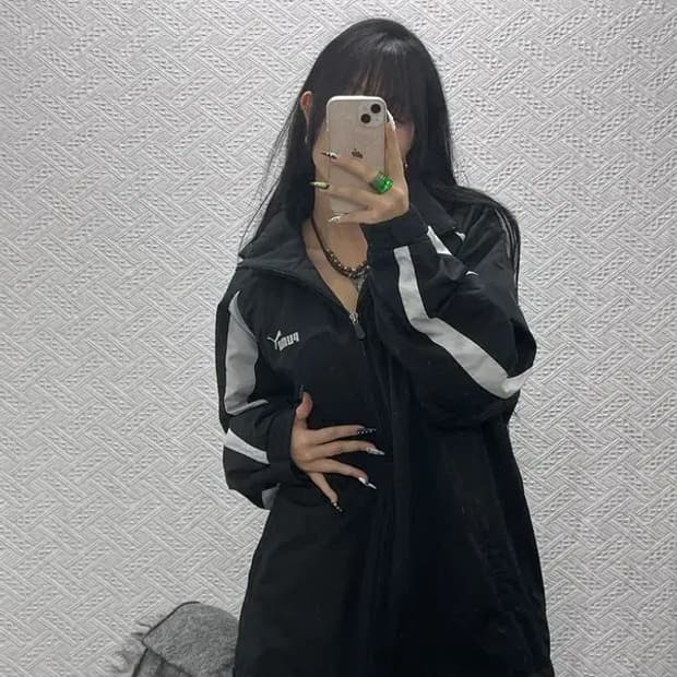 푸마 올드스쿨 레트로 슬리브배색 바람막이 자켓 L C08531