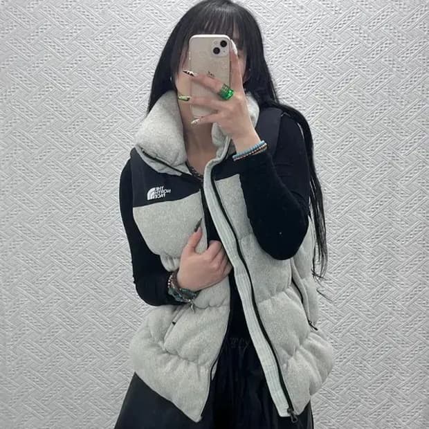 노스페이스 700 멜란지그레이 거위털 패딩 조끼 85 C08585