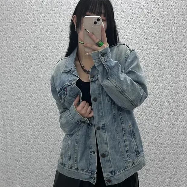 리바이스 빈티지 컨트리 트러커 워싱 연청 데님자켓 L C08584