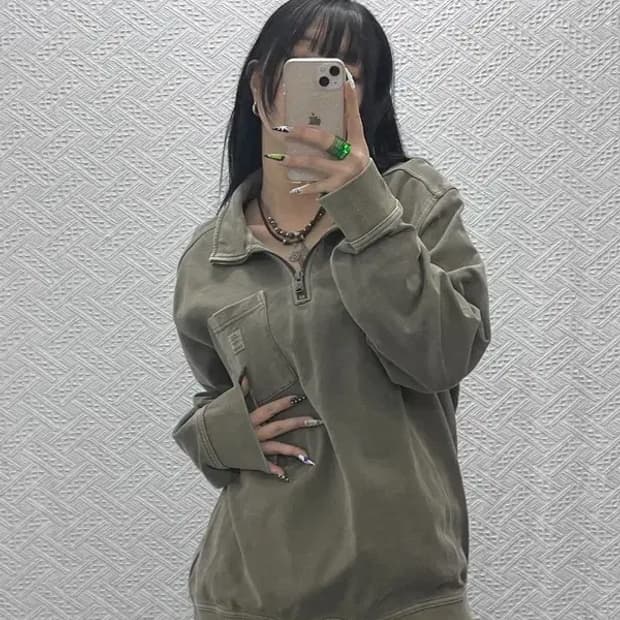 팀버랜드 빈티지 그런지 캐주얼 반집업 맨투맨 L C08611