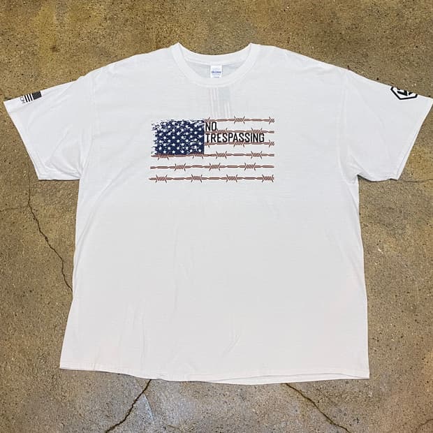 USA 빈티지 길단 미국 국기 노트레스패싱 프린팅 반팔티