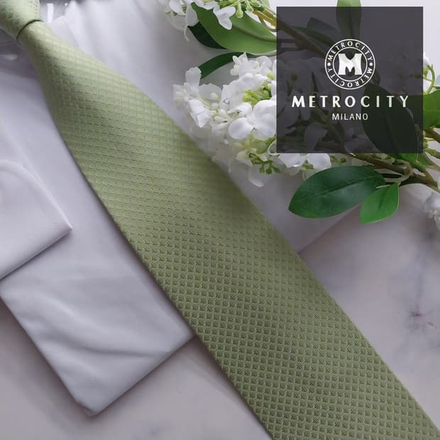 메트로시티 실크 그린 텍스처드 넥타이 9.2cm A+등급 K1582
