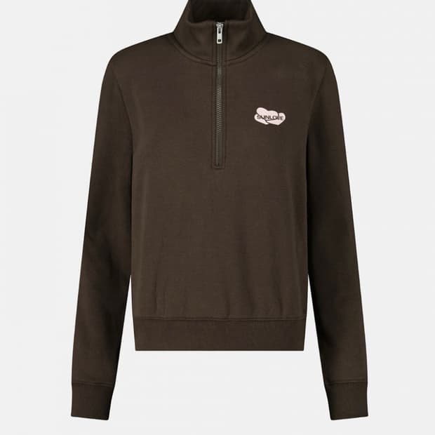 썬러브 Heart Half Zip Sweatshirt Brown