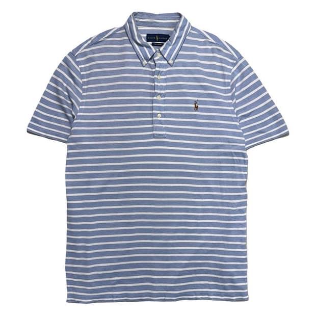 RALPH LAUREN 스트라이프 PK 반팔 블루 L