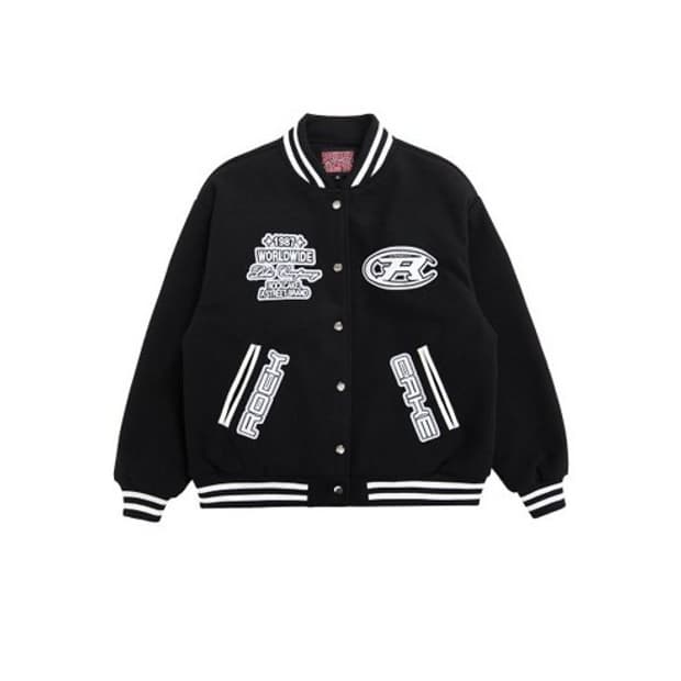 락케이크 시그니쳐 스타디움 자켓 - 블랙 M