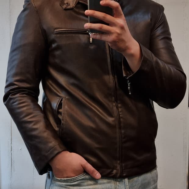 폴든 클래식 케미컬 가죽 자켓 XL 실측100