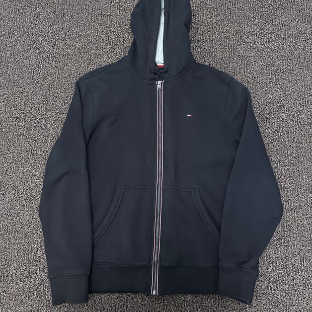 타미힐피거 기모 후드집업 블랙 M