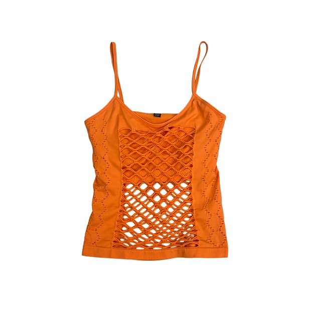 orange twist openwork camisole