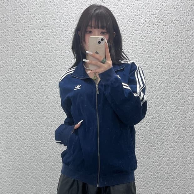 아디다스 Y2K 레트로 빈티지 코튼 져지 집업 L C10783