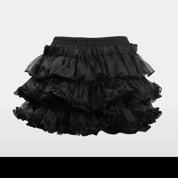 러프넥 튜튜 스커트 블랙