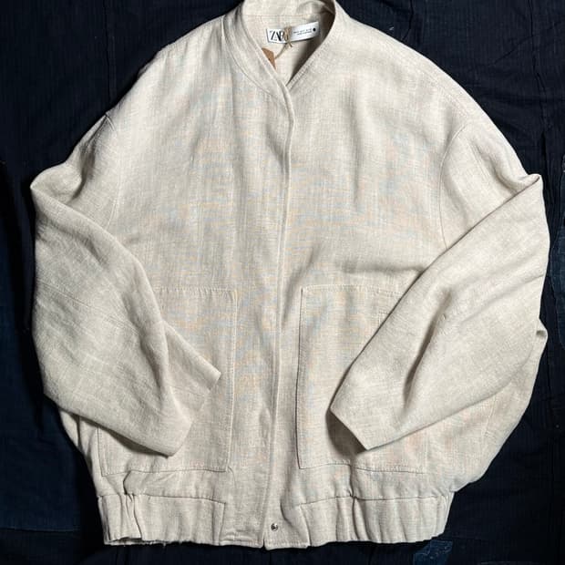 Zara 오버사이즈 린넨 블랜드 봄버 자켓 S