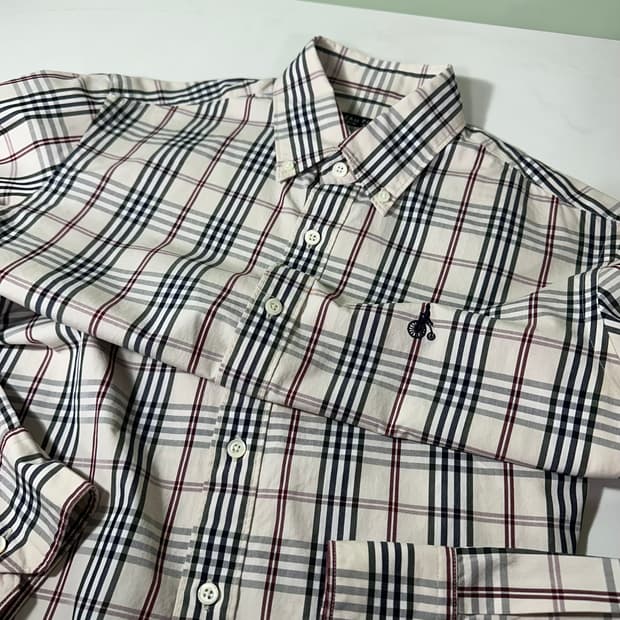 S-M 빈폴 시그니처체크 기본로고 코튼 셔츠 남방