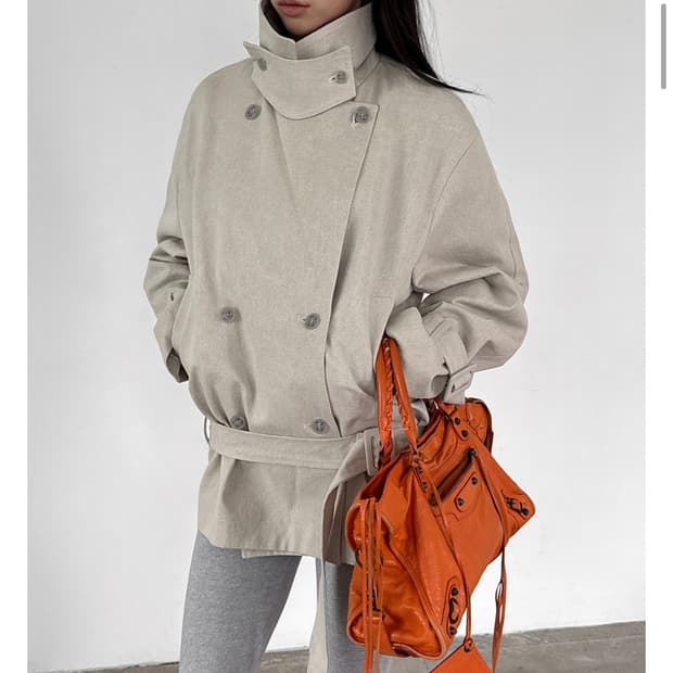 blackup 하프 하이넥 트렌치 자켓 코트 