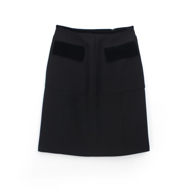 구찌 gucci 빈티지 울 벨벳 에이라인 블랙 미디 스커트