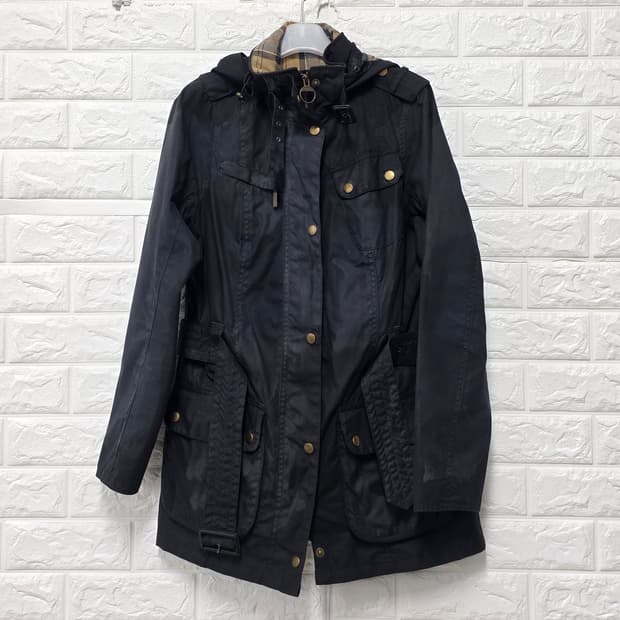 택포// 바버 후드 야상 점퍼 왁싱자켓 M