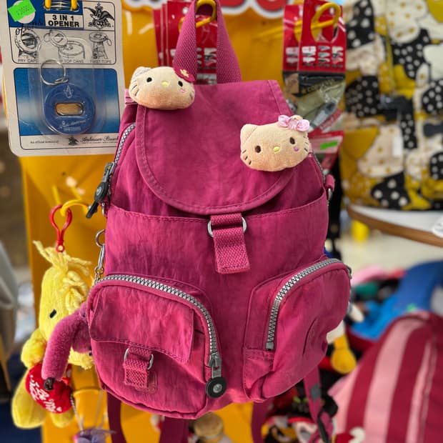 Vintage Deep Pink Kipling Mini Backpack